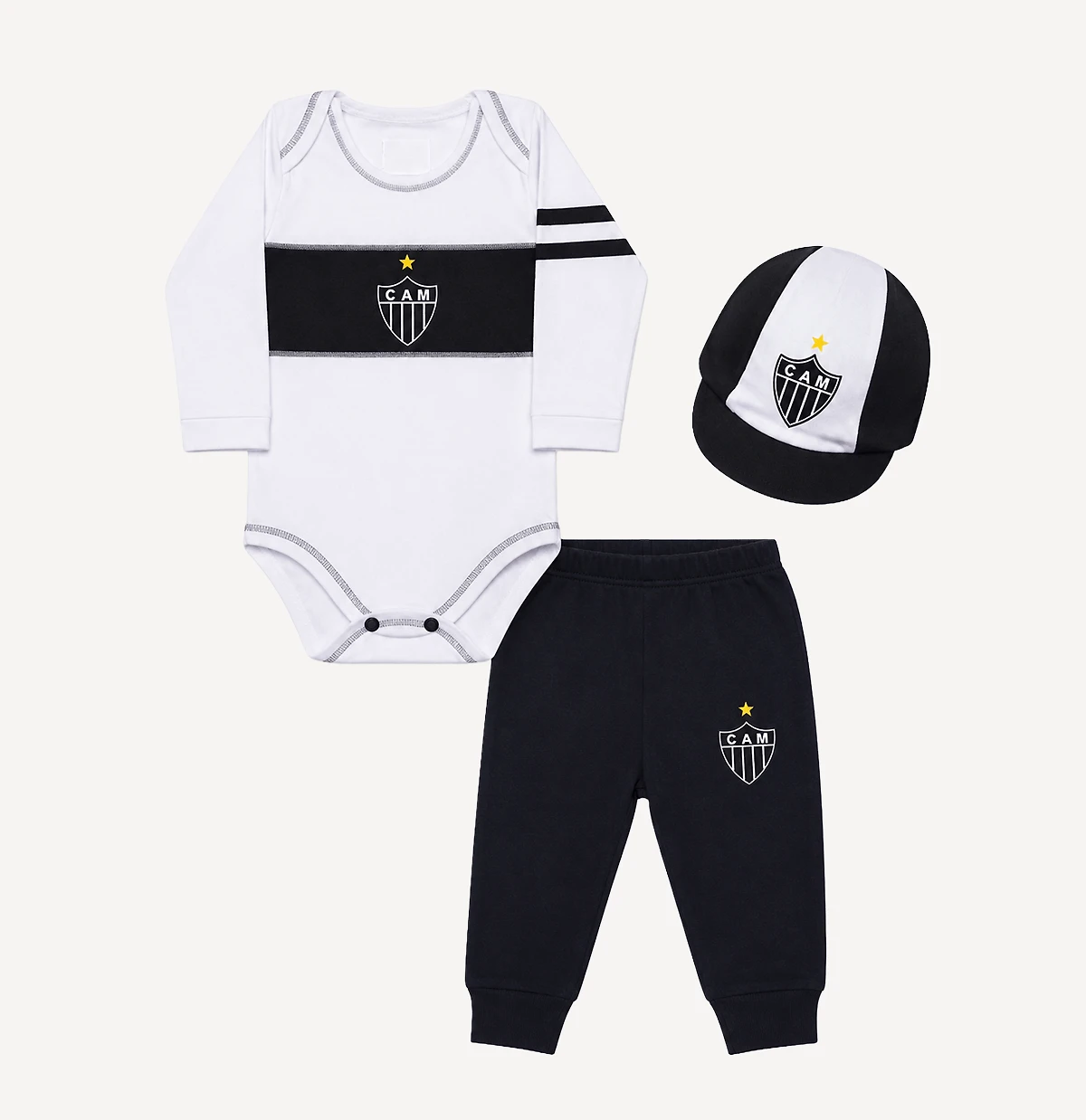 Kit 3 Peças Body Baby Escudo Atlético