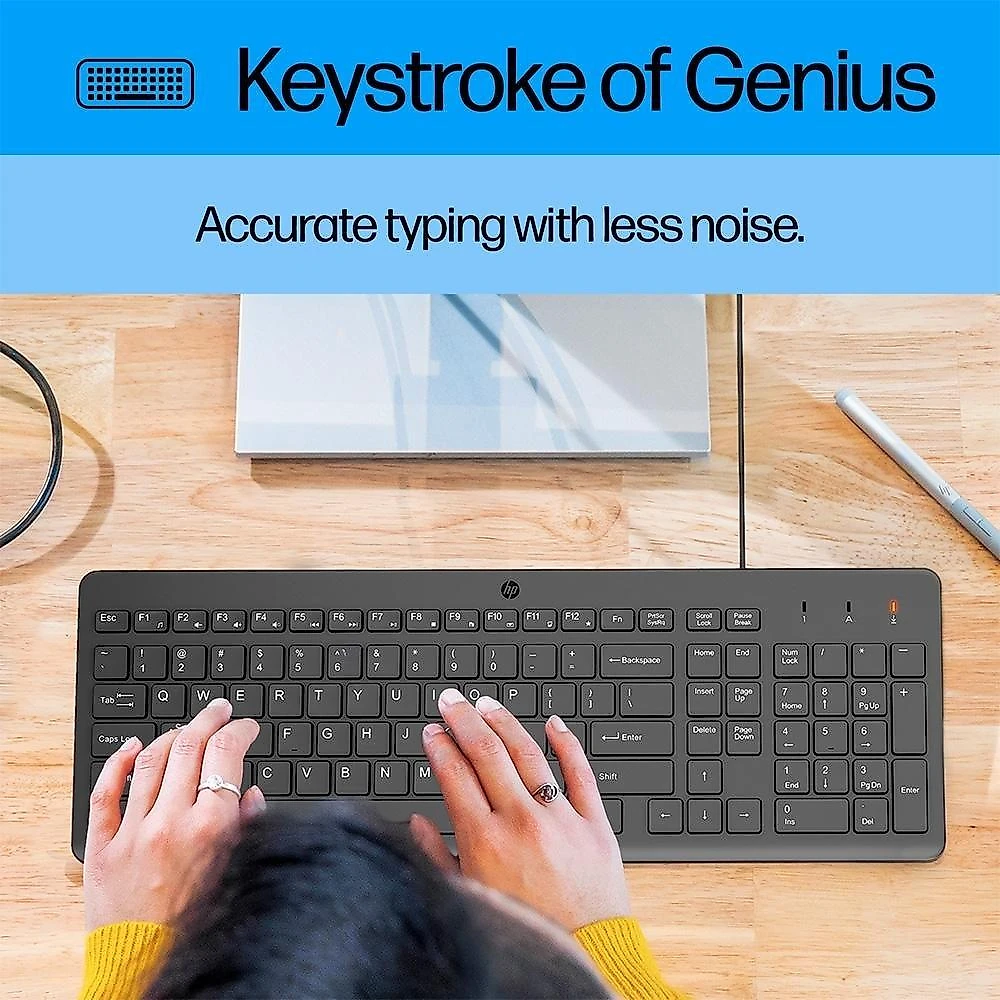 Kit Teclado e Mouse HP 150, USB-A, Layout BR, Preto - 240J7AA#AC4