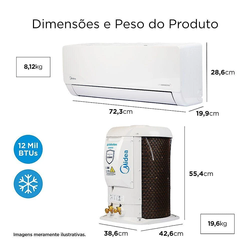 Ar Condicionado Split 12000 BTUs Inverter Lite Conectado Frio Midea 42GPVCA12M5x38TBVCC12M5 220V