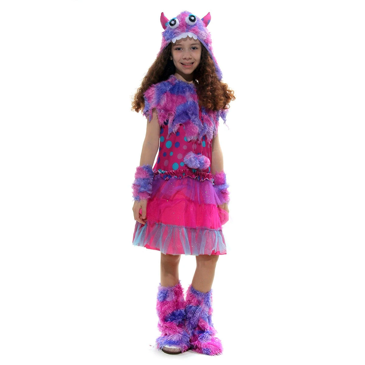 Fantasia Monstrinha Roxa Infantil com Capuz e Luvas