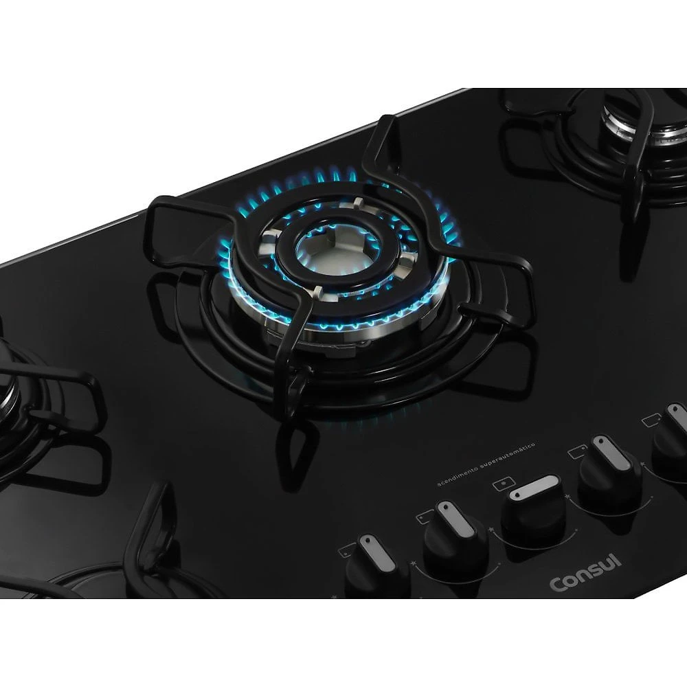 Miniatura Cooktop a Gás 5 Bocas Consul Quadrichama CDD75AE Preto - Bivolt