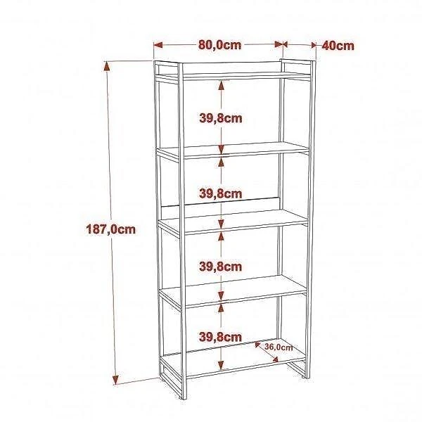 Kit 3 Peças com Mesa para Escritório em L Kuadra e 2 Estantes Multiuso 5 Prateleiras Escritório Completo com Mesa de Escritório em L e 2 Estantes Multiuso 5 Prateleiras Espresso Móveis