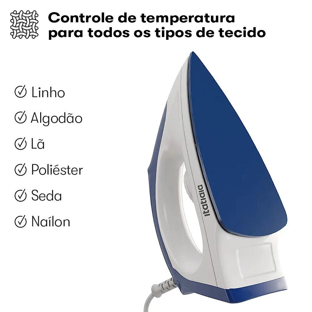 Ferro de Passar a Seco Itatiaia Linha Itatiaia Base Antiaderente Branco 110V