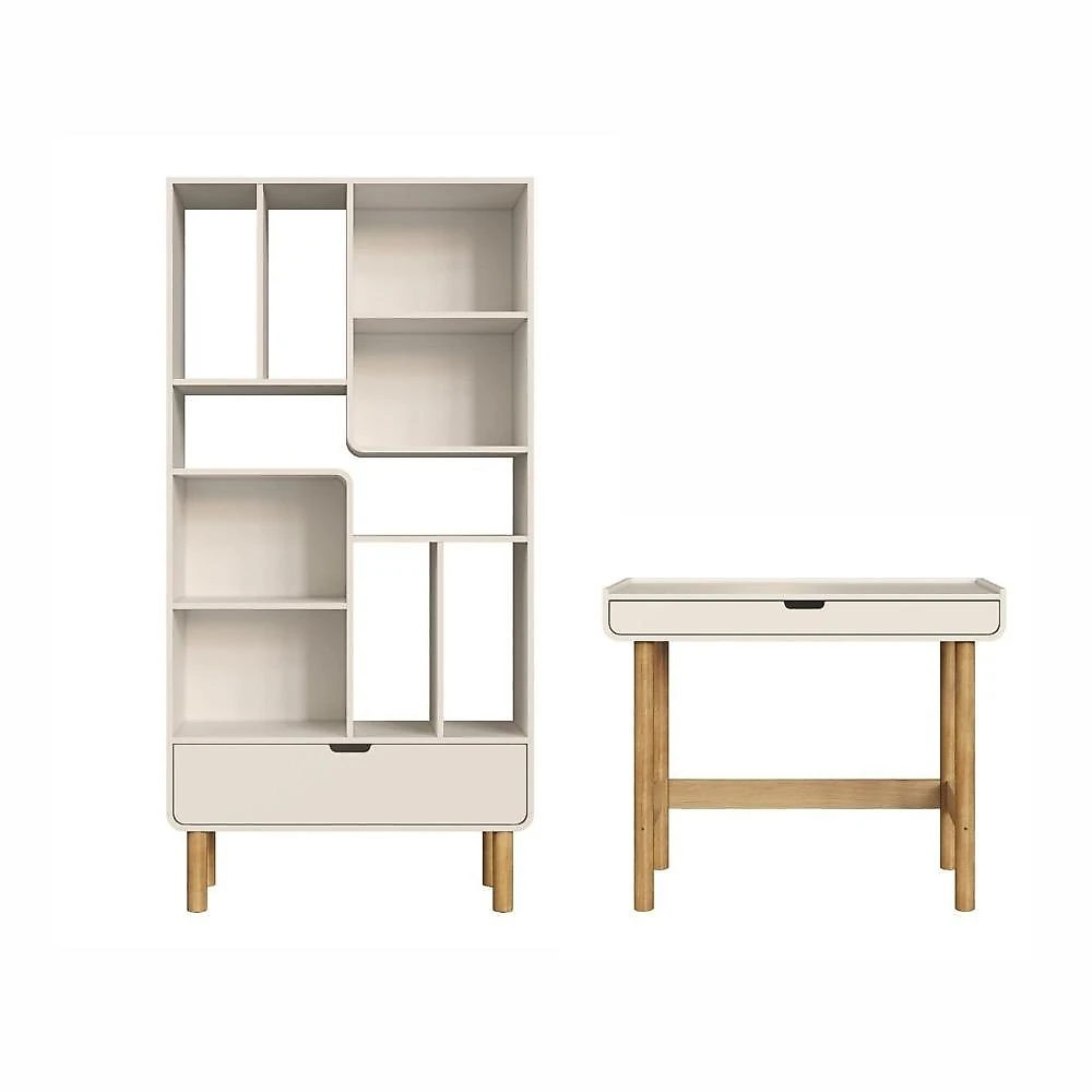 Conjunto Estante e Escrivaninha Orgânica 180cm e 100cm Aura