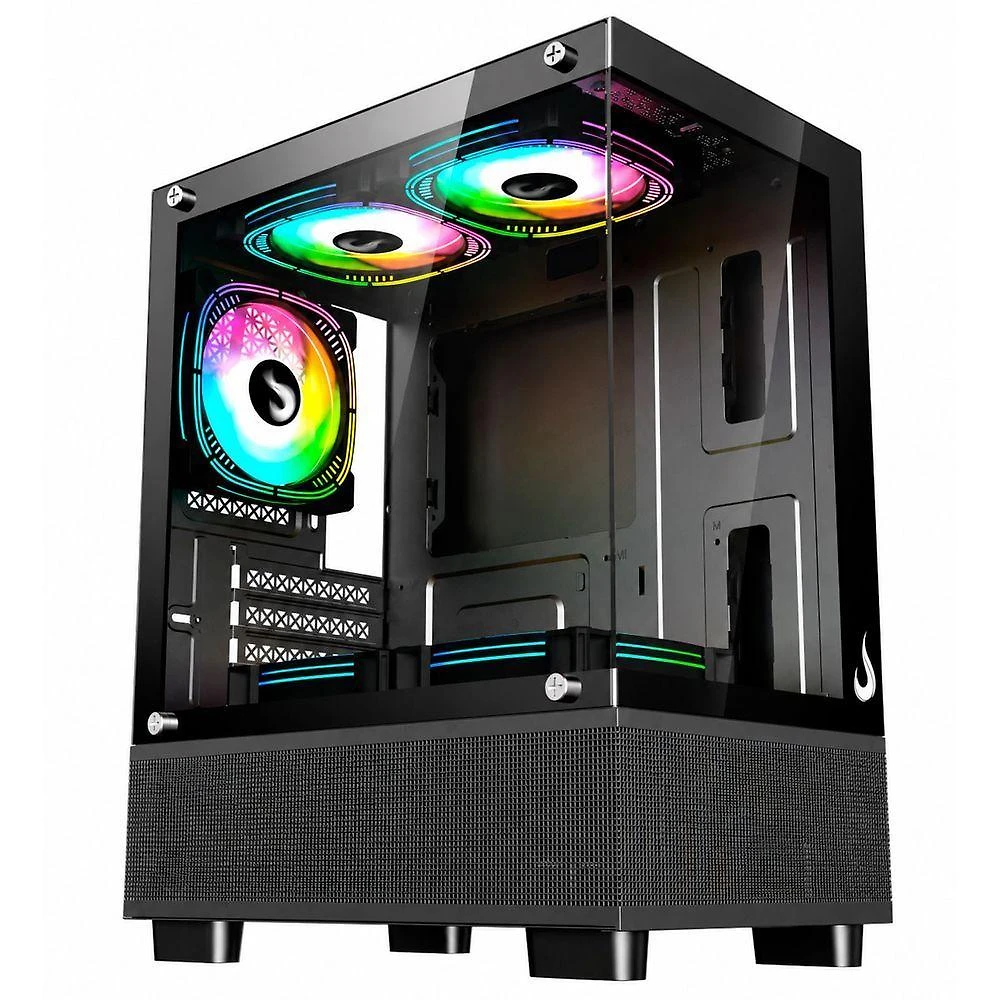 Gabinete Gamer Crystal Glass 02 Mid Tower M-ATX ITX Vidro Temperado Preto Rise Mode RM-CA-CY-02-FB