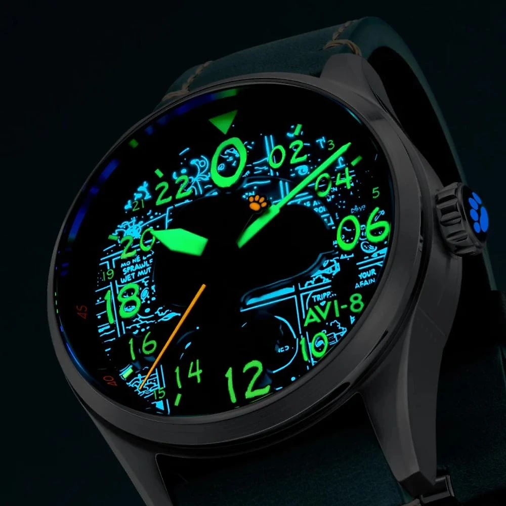 Relógio AVI-8 Spitfire Peanuts Snoopy Flying Ace Automatic Azure Blue AV-4150-03