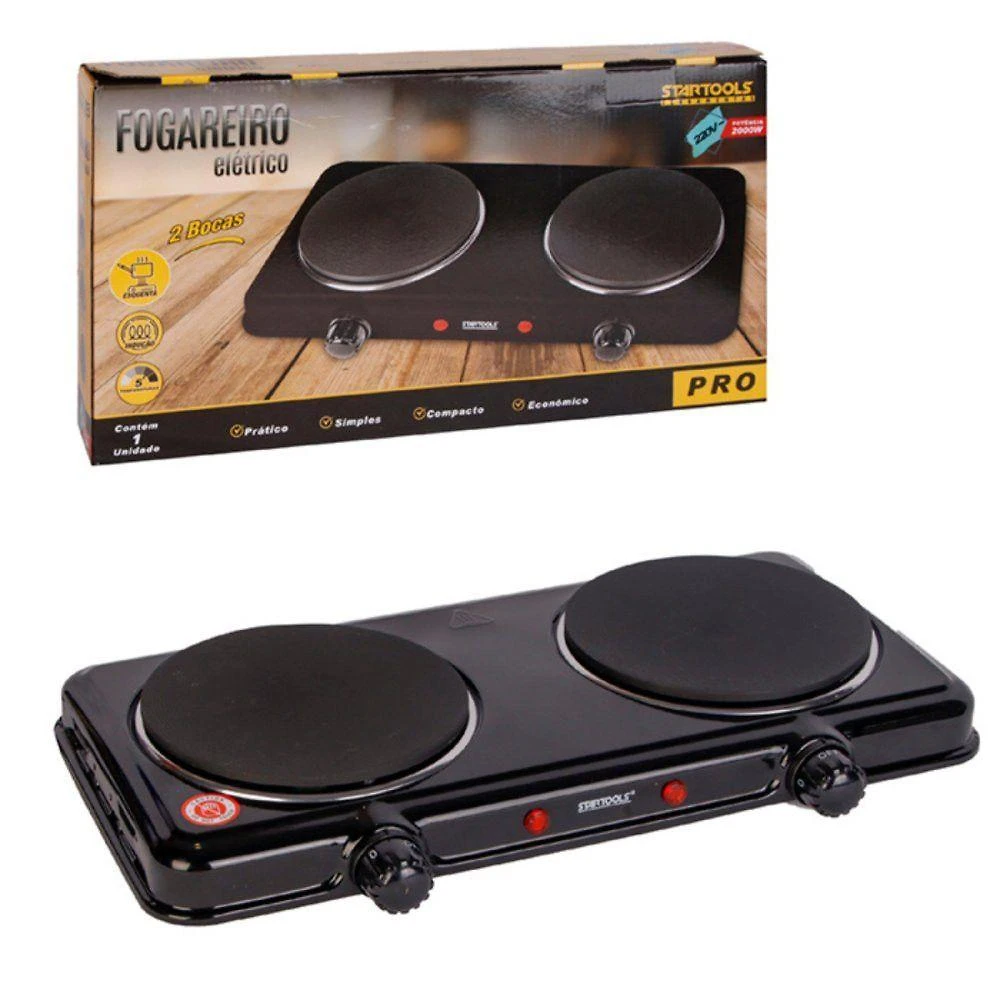 Fogão Elétrico Portátil 2 Bocas Startools Automático Branco 220V