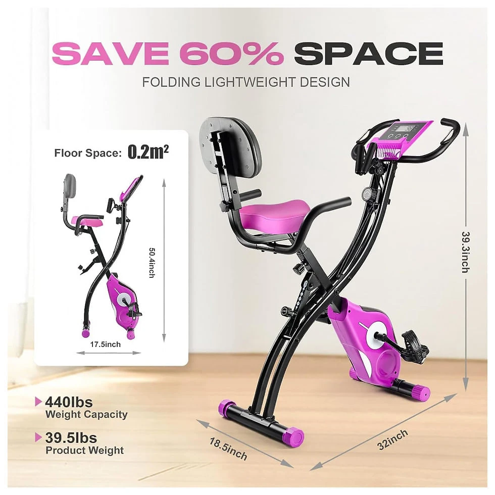 Bicicleta Ergométrica com Tela Digital e 8 Velocidades, TECHMOO, Rosa 110v