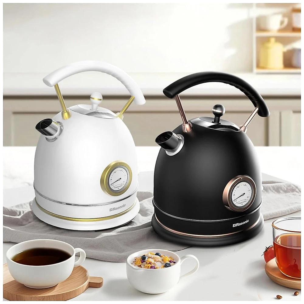 Chaleira Elétrica Rasonic Retrô 1,8L Aço Inox - 1500W, Silenciosa, Termômetro, Desligamento Automático