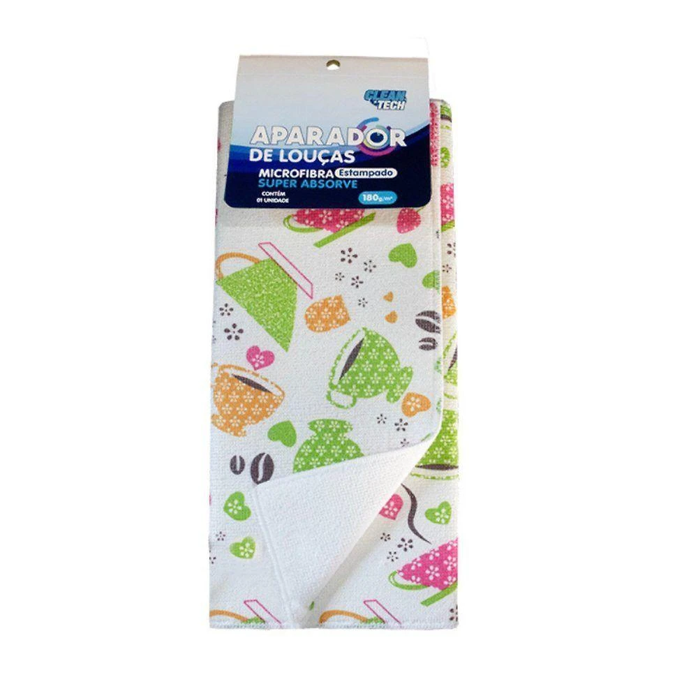 Aparador de Louças em Microfibra Estampada para Pia 38cm X 50cm Sortido Clean Tech
