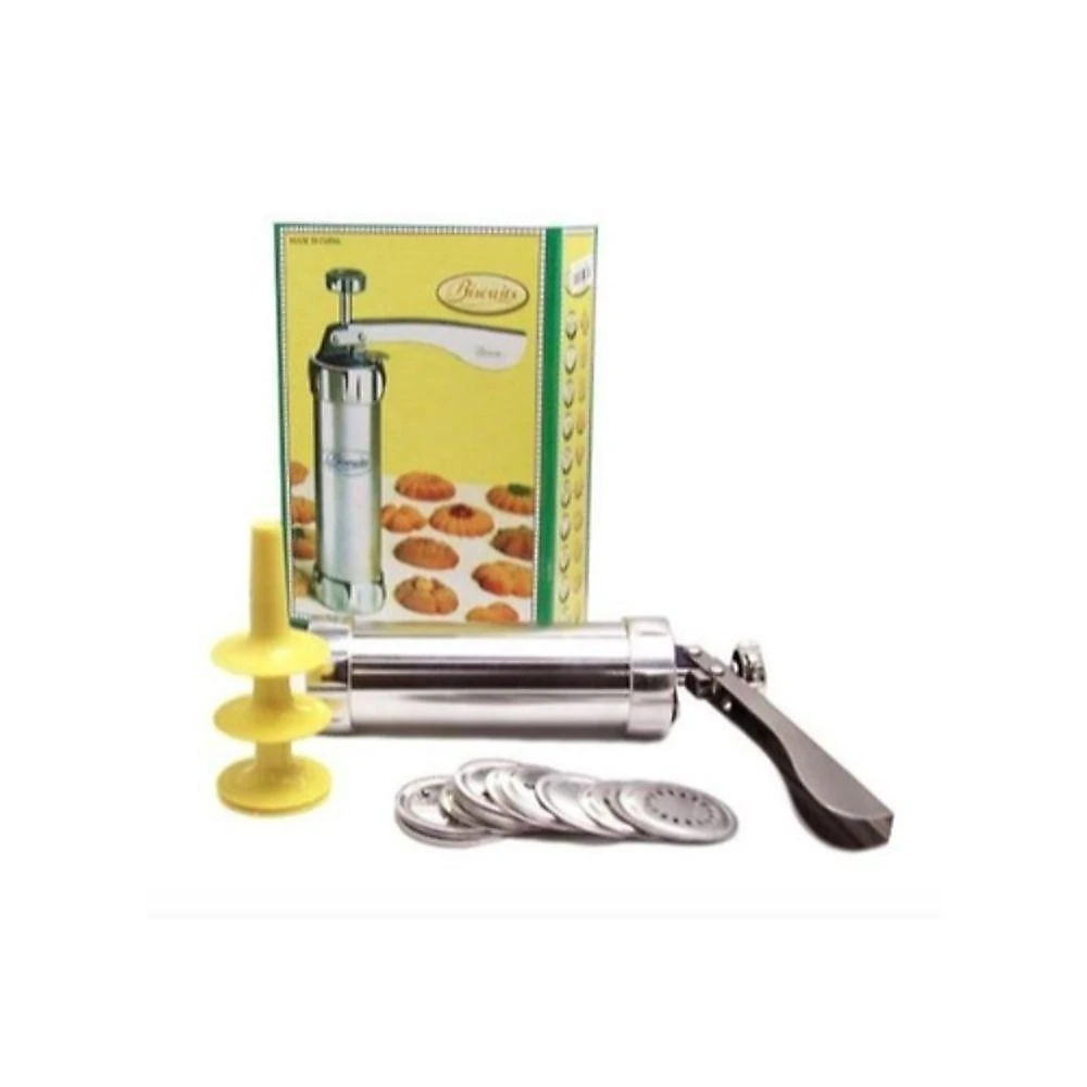 Kit Máquina de Fazer Biscoito Cookie Press Decoração Bolacha e Cookies em Alumínio Versatilidade