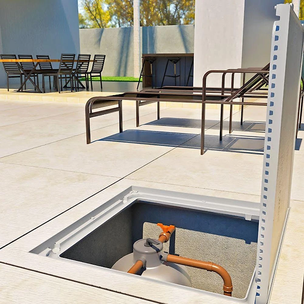 Tampa para Casa de Máquinas de Piscina Rebaixada Grelha Invisível 90x90cm Cinza Industria São Jose webcontinental-7908405436987