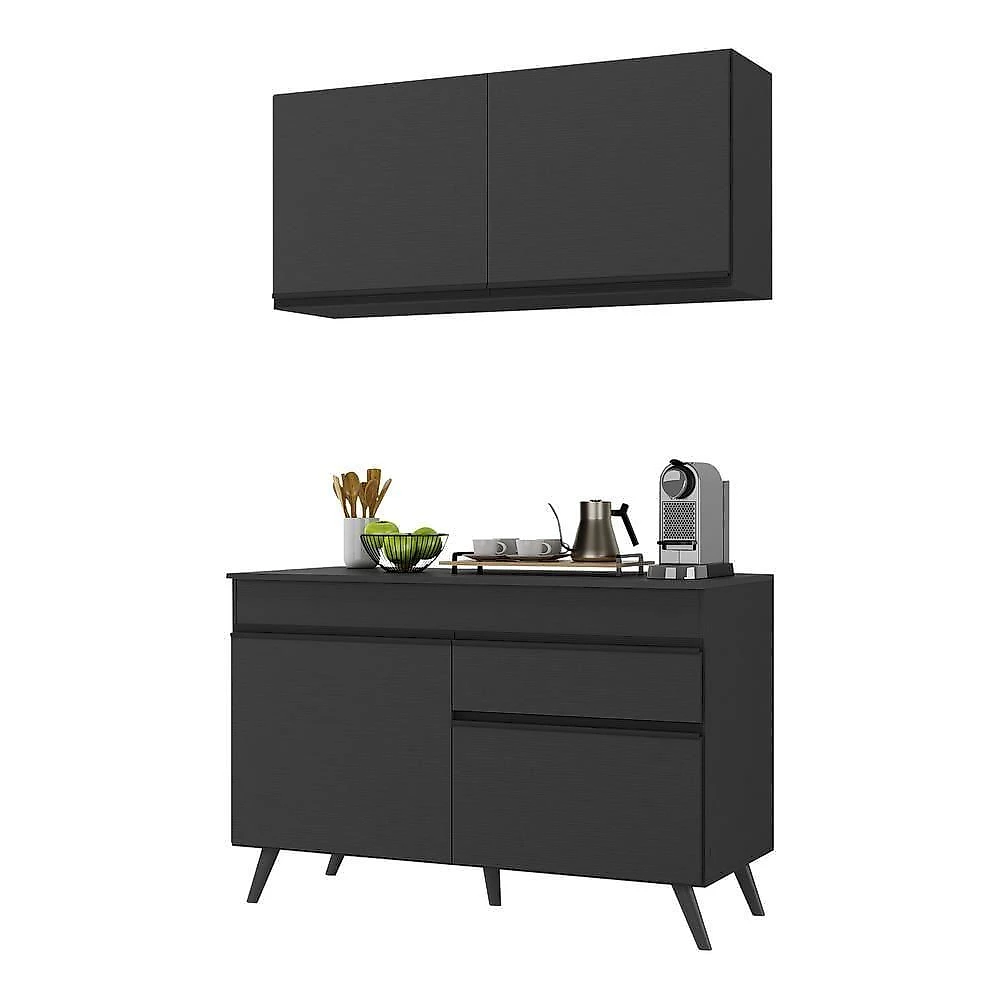 Armário De Cozinha Compacta 2 Peças Mp3687.895 Veneza Preto