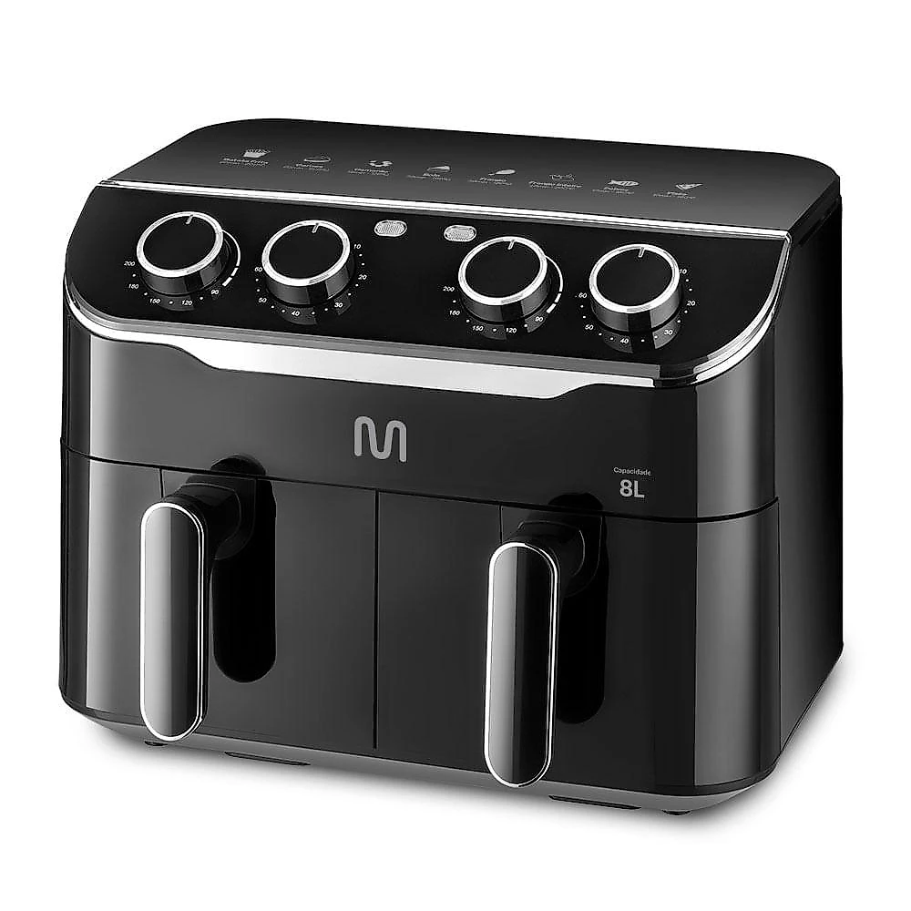 Air fryer multi 8l com 2 gavetas 1800w 127v preta - go233 preto - 127v