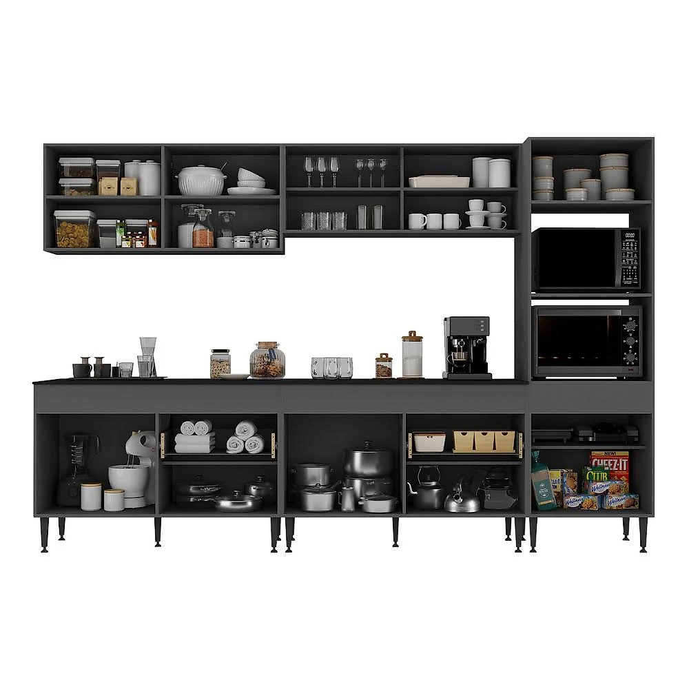 Miniatura Cozinha Modulada Completa 301,5cm Milano Multimóveis MP2403 Grafite