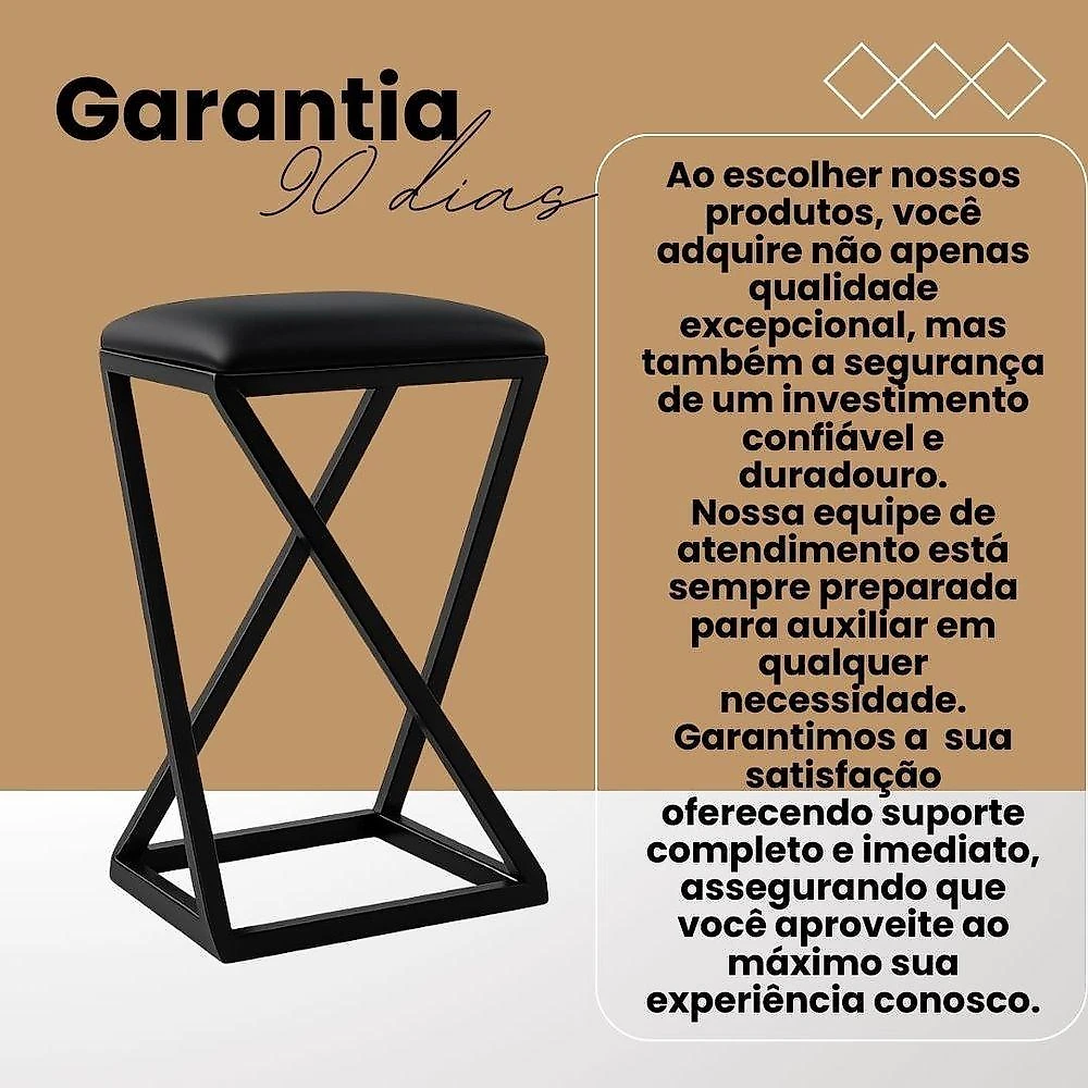 Kit 4 Banqueta Baixa Bancada 50 Cm Bar Cozinha Balcão Corino Preto