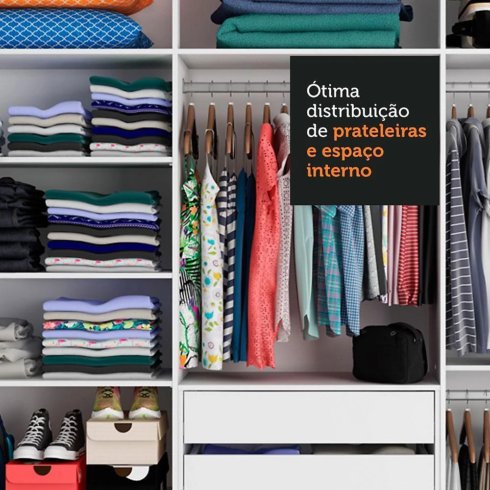 Guarda roupa casal 100% mdf madesa royale 3 portas de correr com espelhos - branco/rustic