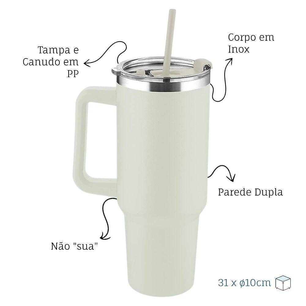 Garrafa Térmica Canecão Inox 1300ml Parede Dupla Inox Reciclado Isolamento Térmico para Uso Diário