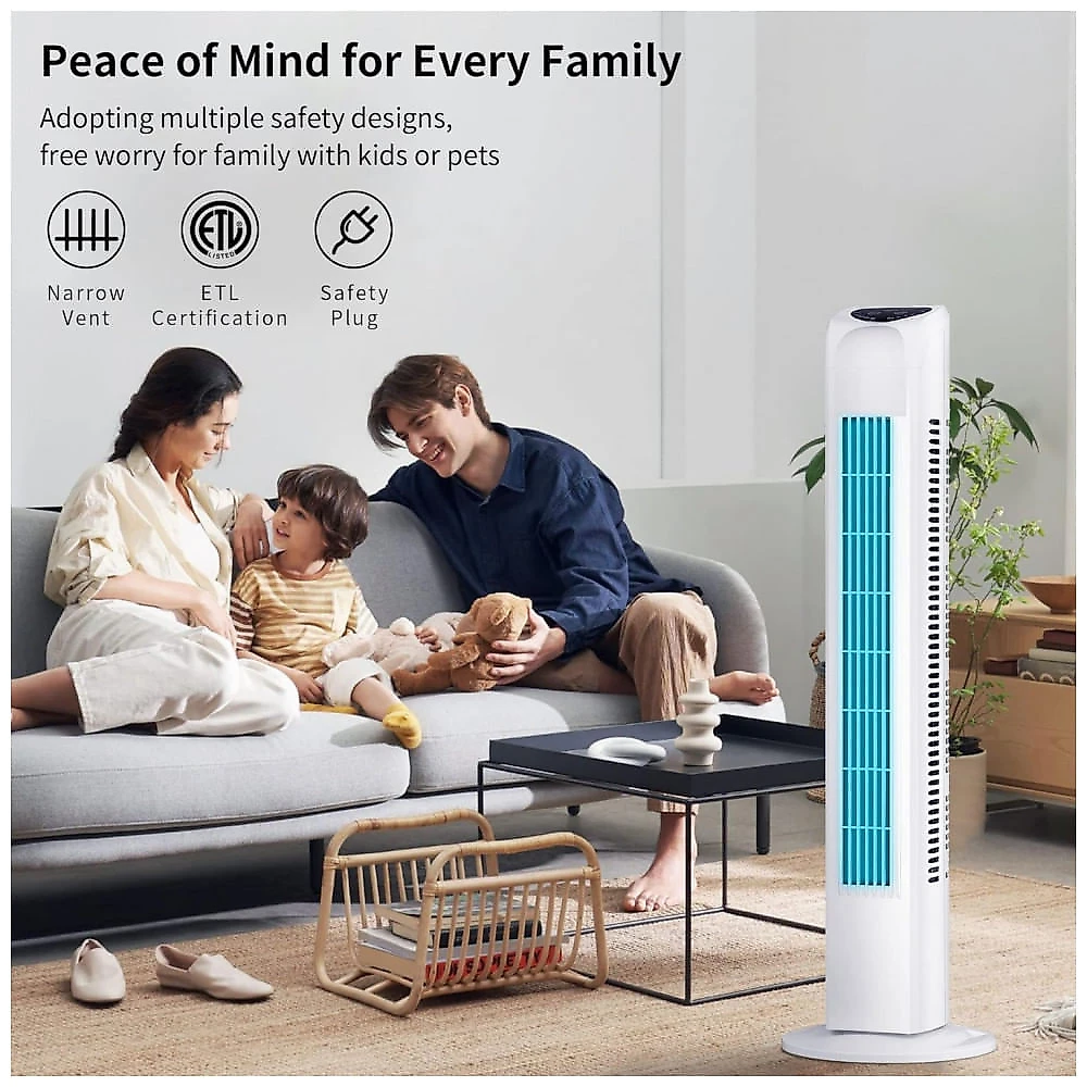 Ventilador de torre oscilante sem lâmina Uthfy com controle remoto, resfriamento silencioso, portátil, ventilador elétrico de piso com 3 velocidades 110v