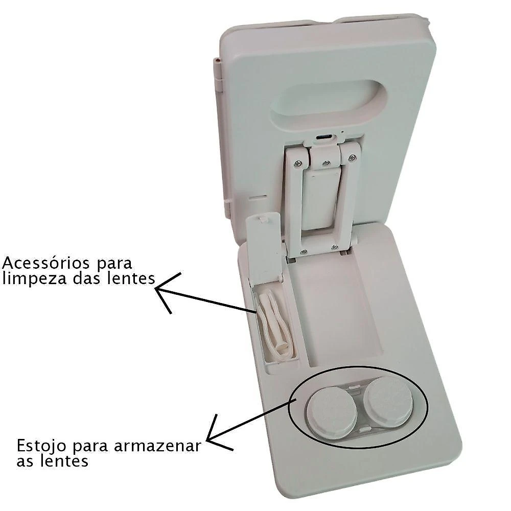 Espelho de Maquiagem BSL3895 LED 3 Cores Dobrável Branco AB Mídia