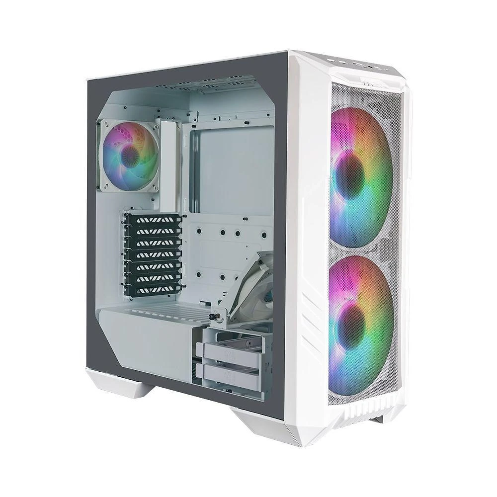 Miniatura Gabinete Cooler Master Haf 500 E-atx Lateral Vidro Temperado 2 Fans Argb 200mm Branco | H500-wgnn-s00