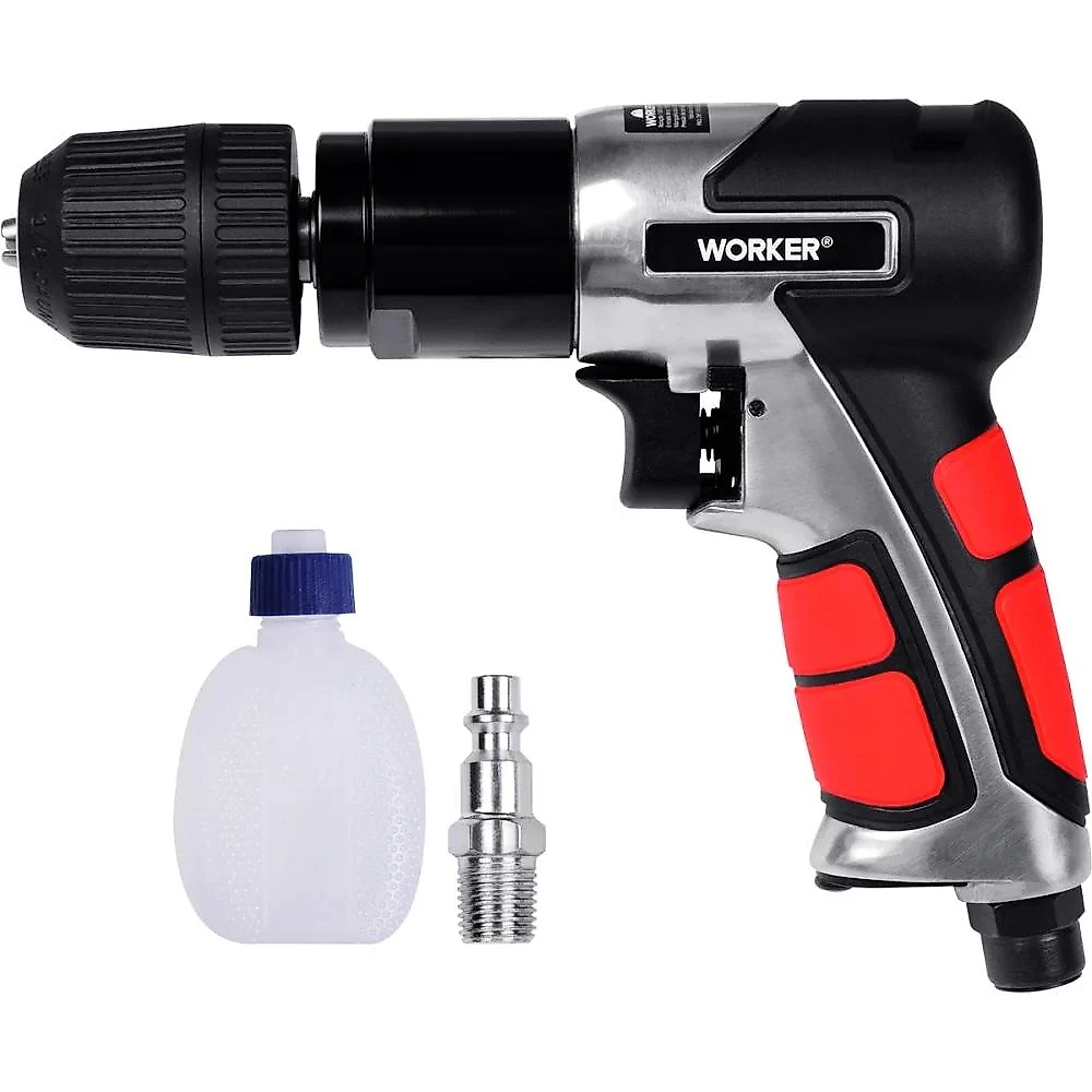 Furadeira reversível pneumática 3/8'' profissional 4,1pcm 1/4'' npt pistola worker