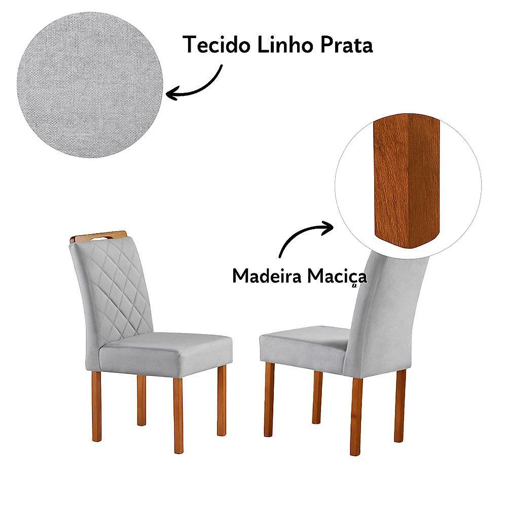 Miniatura Conjunto Mesa Com 4 Cadeitas Madeira Maciça Havana Móveis Mix Mel-prata