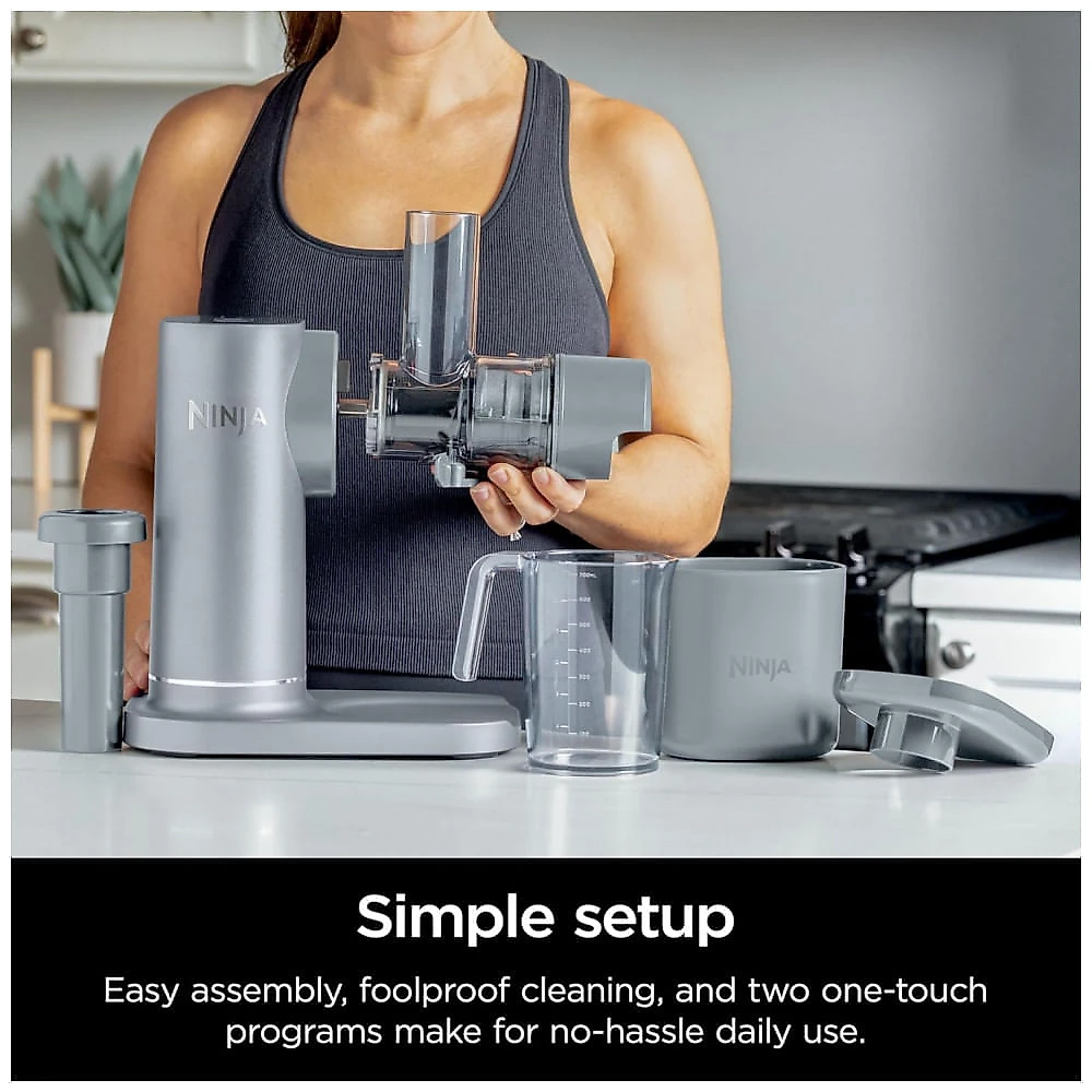 Extrator de Suco Ninja NeverClog Cold Press, Potente Slow Juicer com Controle Total de Polpa, Bancada, Elétrico, 2 Funções de Polpa,