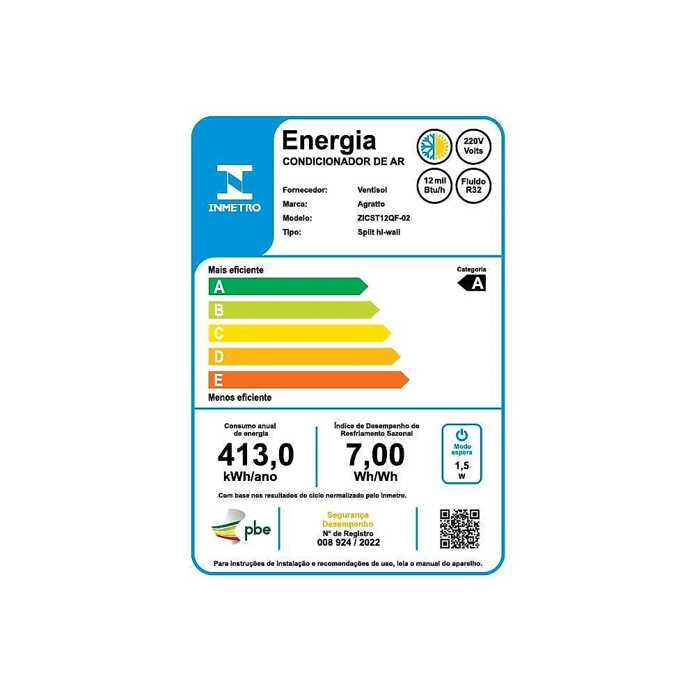 Ar Condicionado Split Hi Wall Agratto Zen Top Inverter 12.000 Btus Quente E Frio 220V R-32