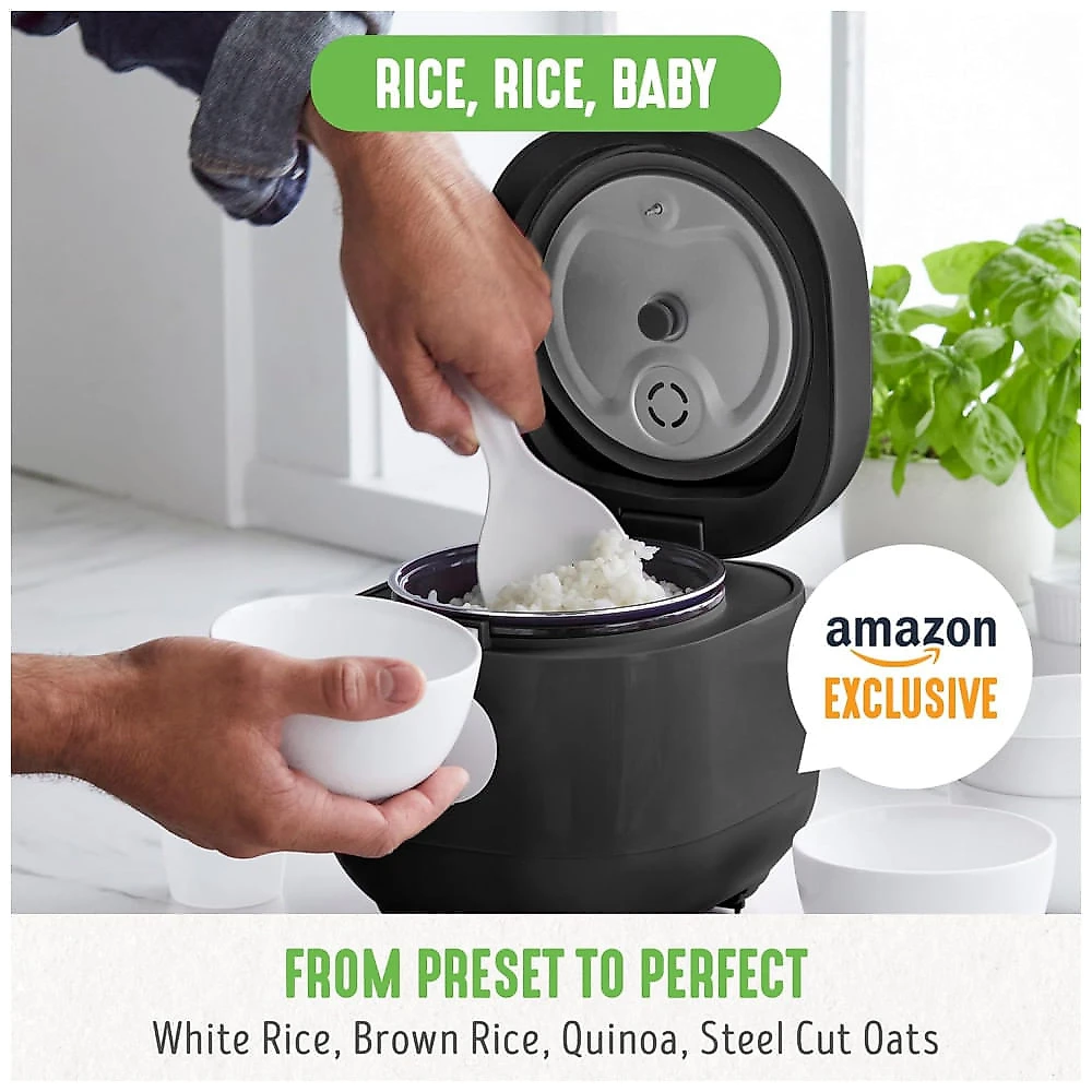 Panela de Arroz Digital GreenLife 4 Xícaras, Livre de PFAS e PFOA, Potável Cerâmico Removível, Seguro para Lava-louças, Ovos, Grãos e Mais.