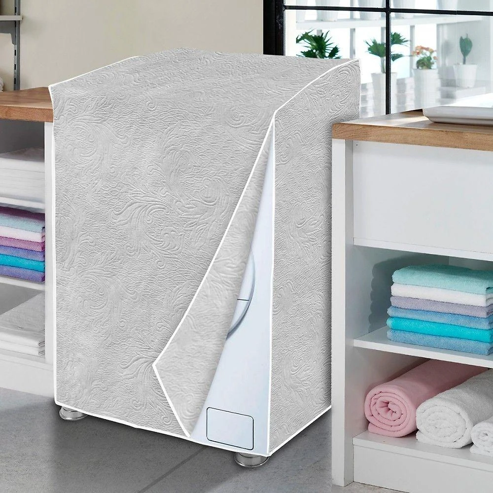 Capa para Máquina de Lavar Vida Pratika Gg em Pvc Laminado Reforçado e Poliéster Cinza Perolizada