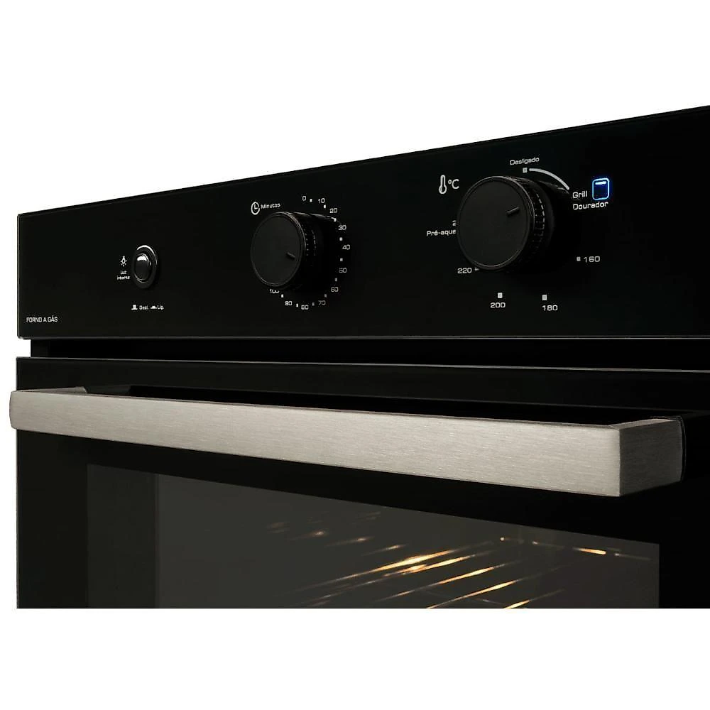 Forno a Gás de Embutir Fischer Infinity 50L com Grill Preto 110V
