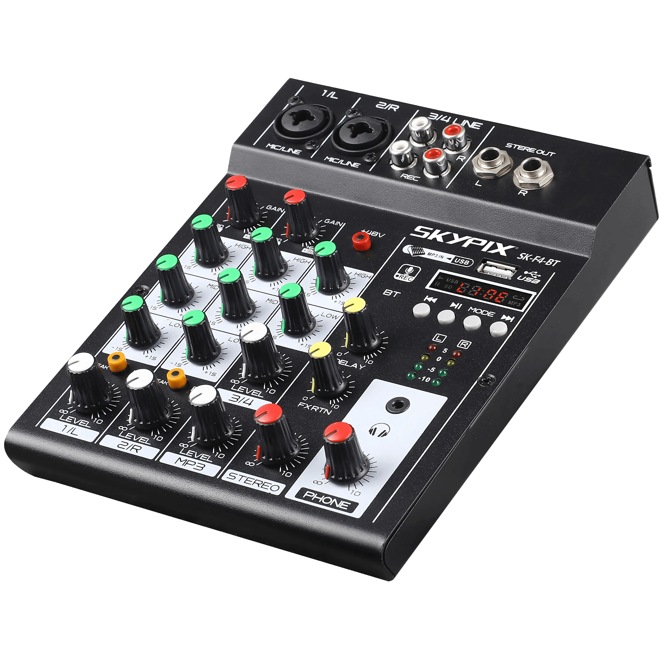 Mesa de Som Skypix SK-F4-BT 4 Canais USB Bluetooth 48V