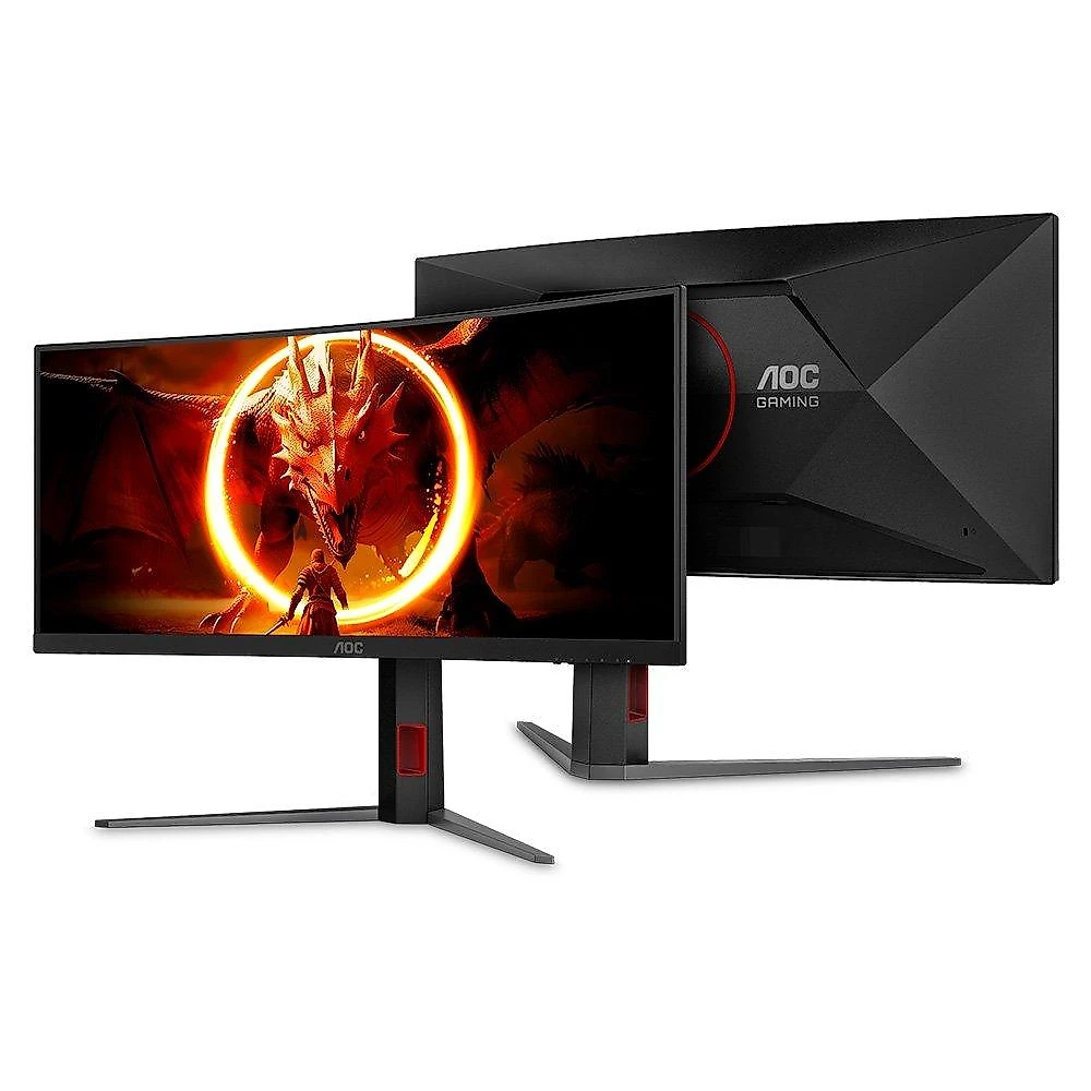 Monitor Gamer Curvo AOC Agon 34", Ultrawide, WQHD, 180Hz, 0.5ms, Fast VA, Adaptive-Sync, Altura Ajustável, Preto - U34G4C