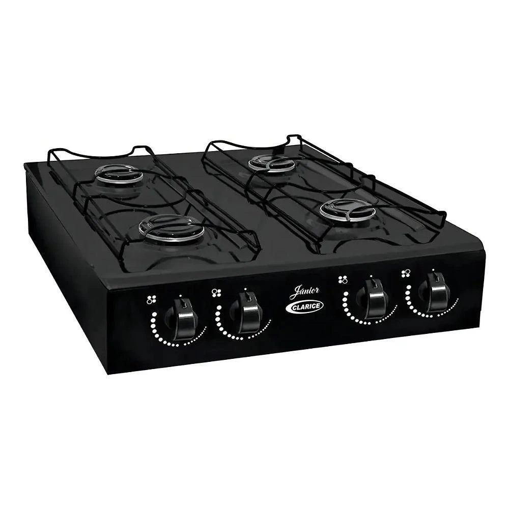 Cooktop a Gás Portátil Clarice Junior Glass 2 Bocas Vidro Temperado Preto Fosco 110V