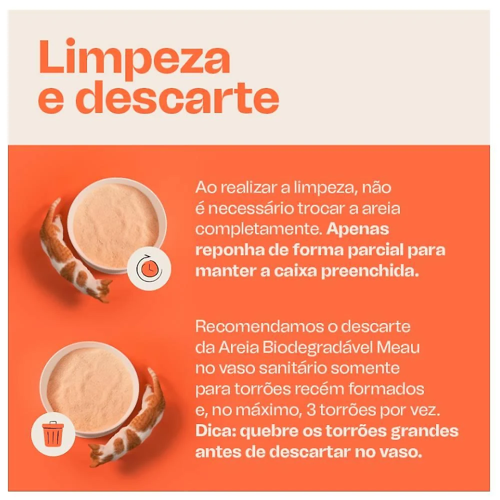Areia Higiênica Meau Biodegradável Grãos Médios para Gatos - 8 Kg