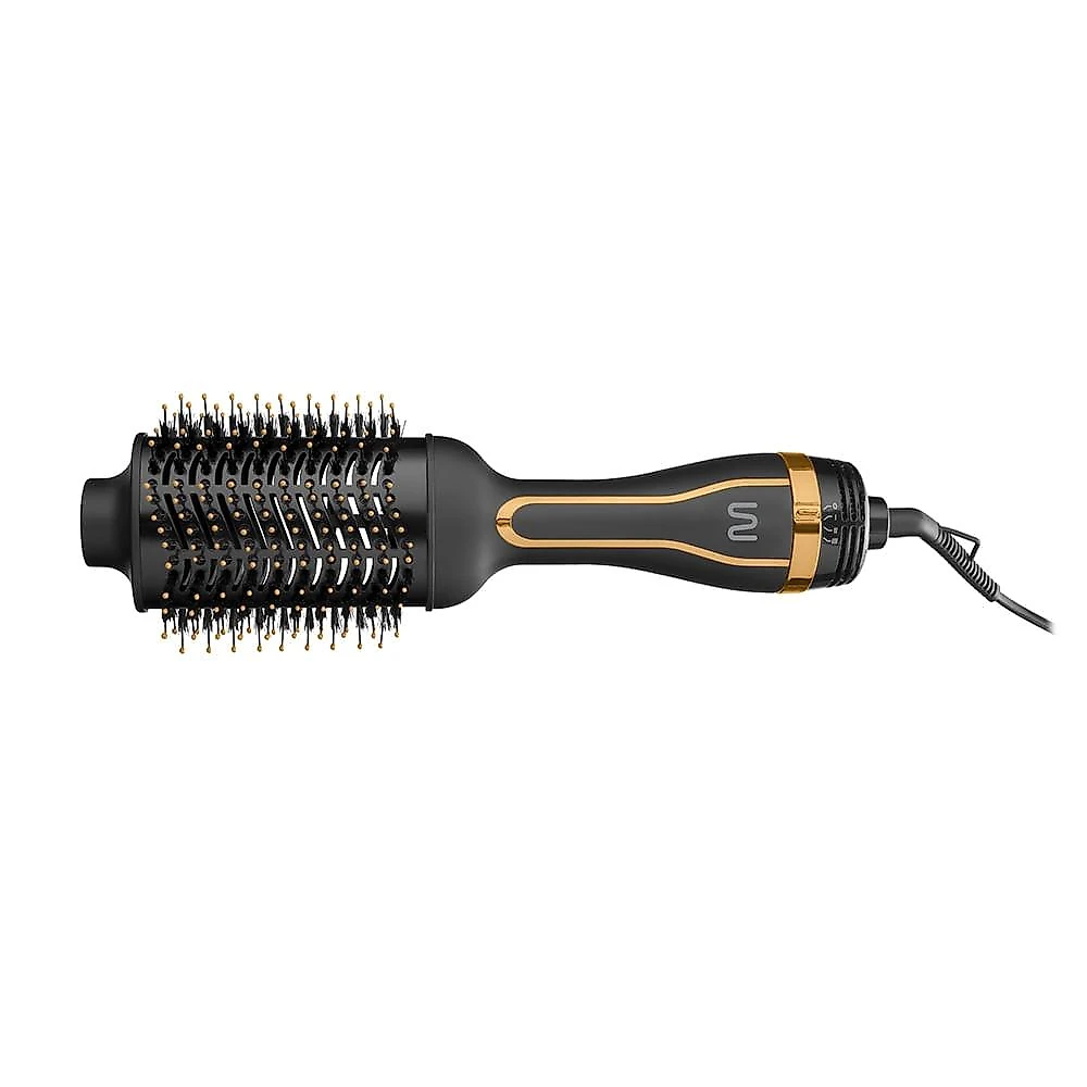 Escova secadora oval com cabo giratório, 3 ajustes temp + ar frio, revestimento cerâmico 1200w-220v dourada multi care - eb088out [reembalado] preto - 220v