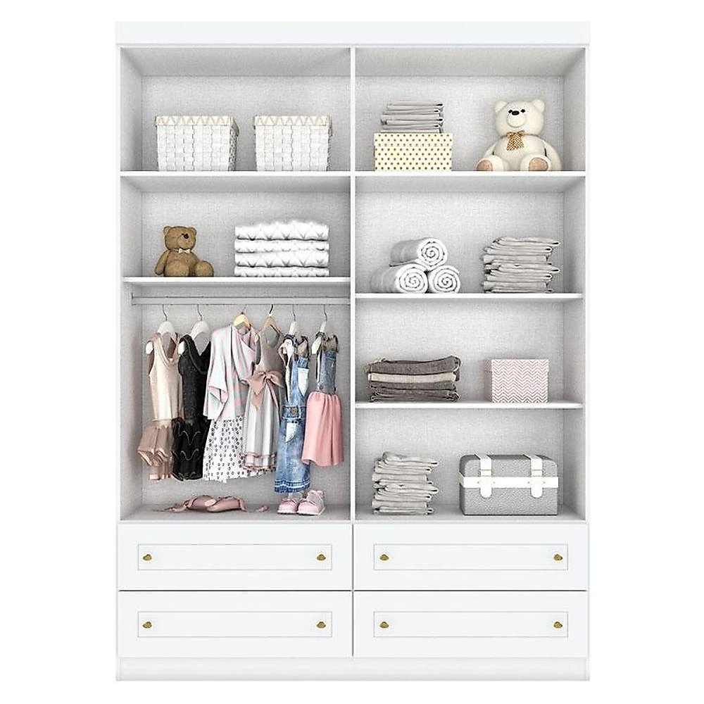 Quarto De Bebê Americano 4 Portas Com Berço Danny Branco Acetinado Savana Reller E Colchão Tendtudo - Henn.