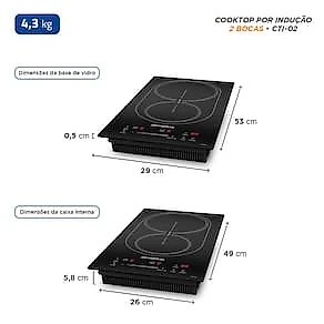 Cooktop de Indução 2 Bocas Mondial CTI-02 Preto 220V