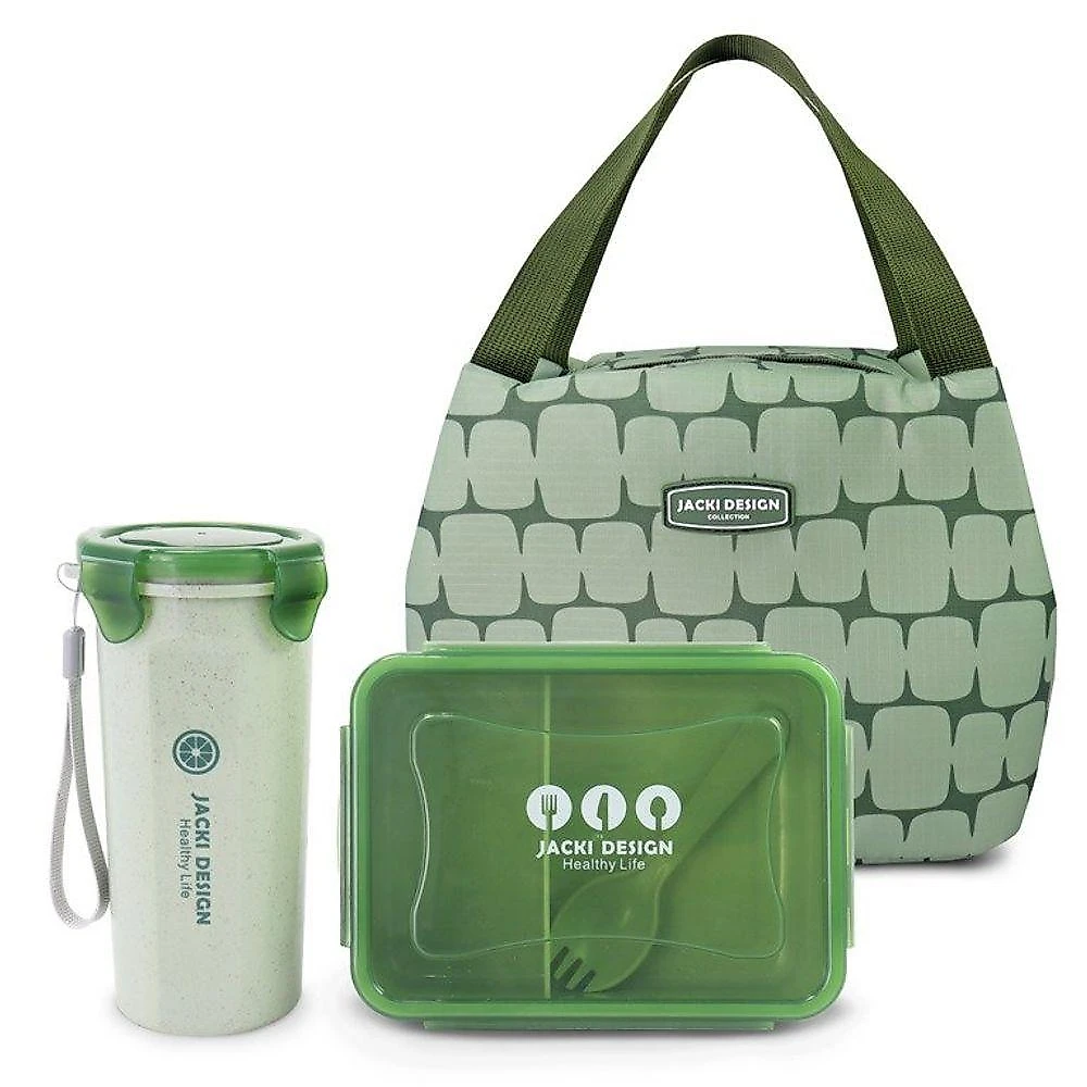 Conjunto Kit Fitness De 3 Peças E Porta Talheres Portátil Cor Verde