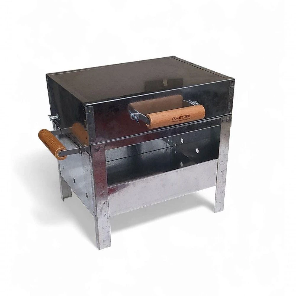 Mini Churrasqueira Portátil Inox Bafo Grelha Tampa 33x26