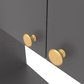 Armário de Cozinha Compacta 251cm Bartira Pérola 5 Portas 3 Gavetas MDP Finish Foil Grafite/Mel