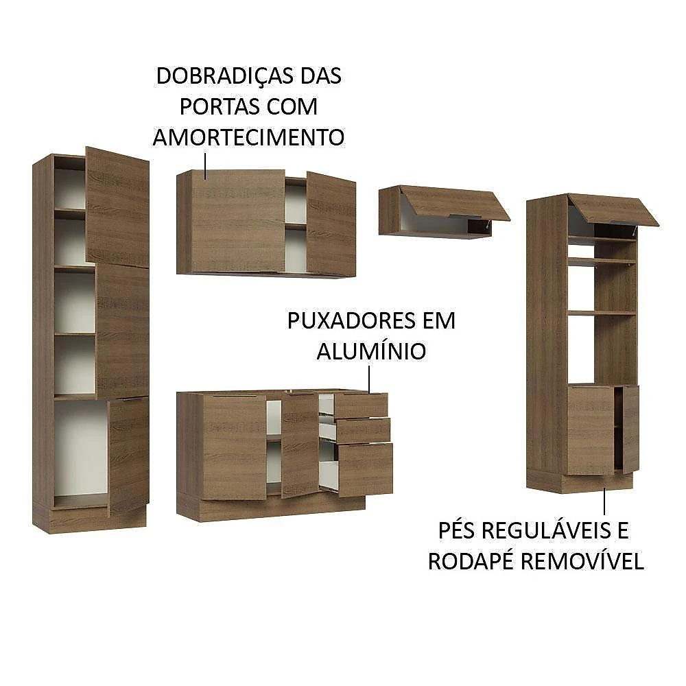 Armário De Cozinha Completa 330cm Rustic Stella Madesa 02 Rustic