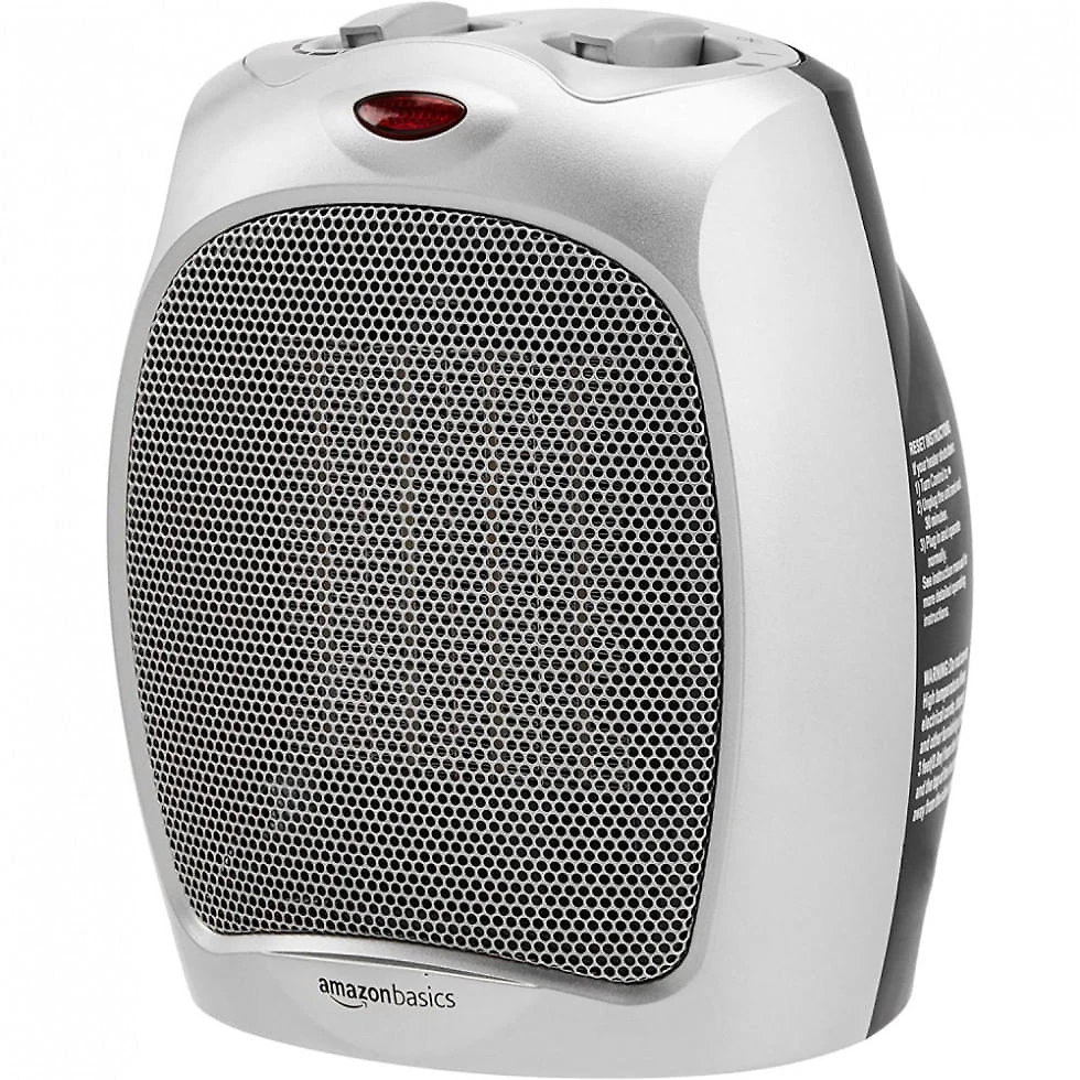 Aquecedor Elétrico Portátil de Cerâmica com termostato, 1500W 110V, Prata