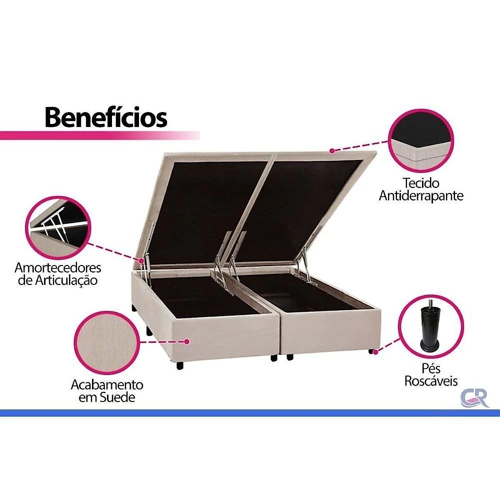 Cama Box com Baú Solteiro Suede Clean Molas Ensacadas One Face Tecido Bege Ortobom 88CM webcontinental-7896988398337