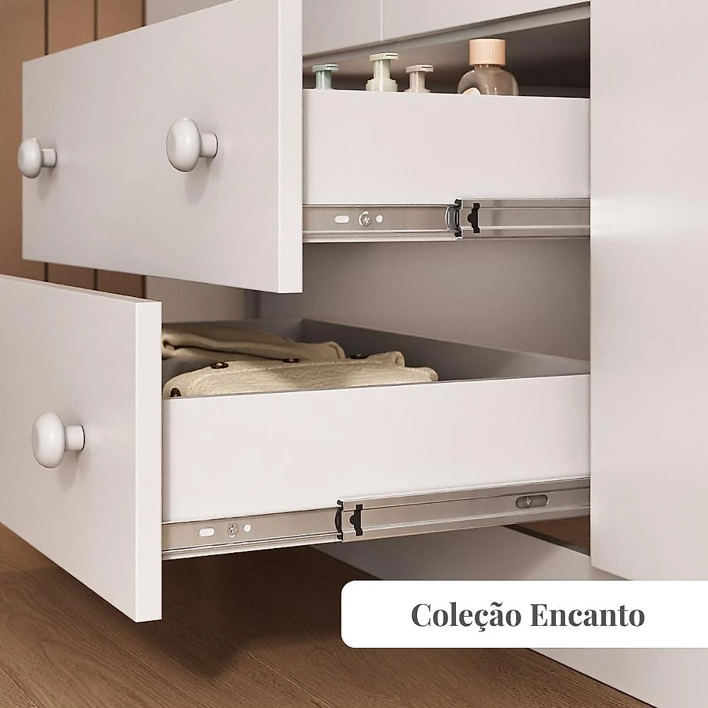 Jogo de Quarto Infantil com Minicama Montessoriana e Guarda-roupa Encanto Multimóveis MP4840 Jogo Quarto Infantil com Minicama Encanto Multimóveis MP4840 - Branco