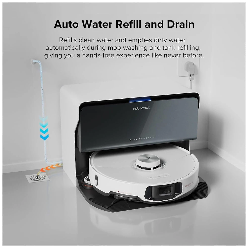Miniatura Roborock S8 MaxV Ultra: Aspirador Robô e Esfregão com Abastecimento e Drenagem Automáticos, Design FlexiArm, Lavagem e Secagem Automáticas.