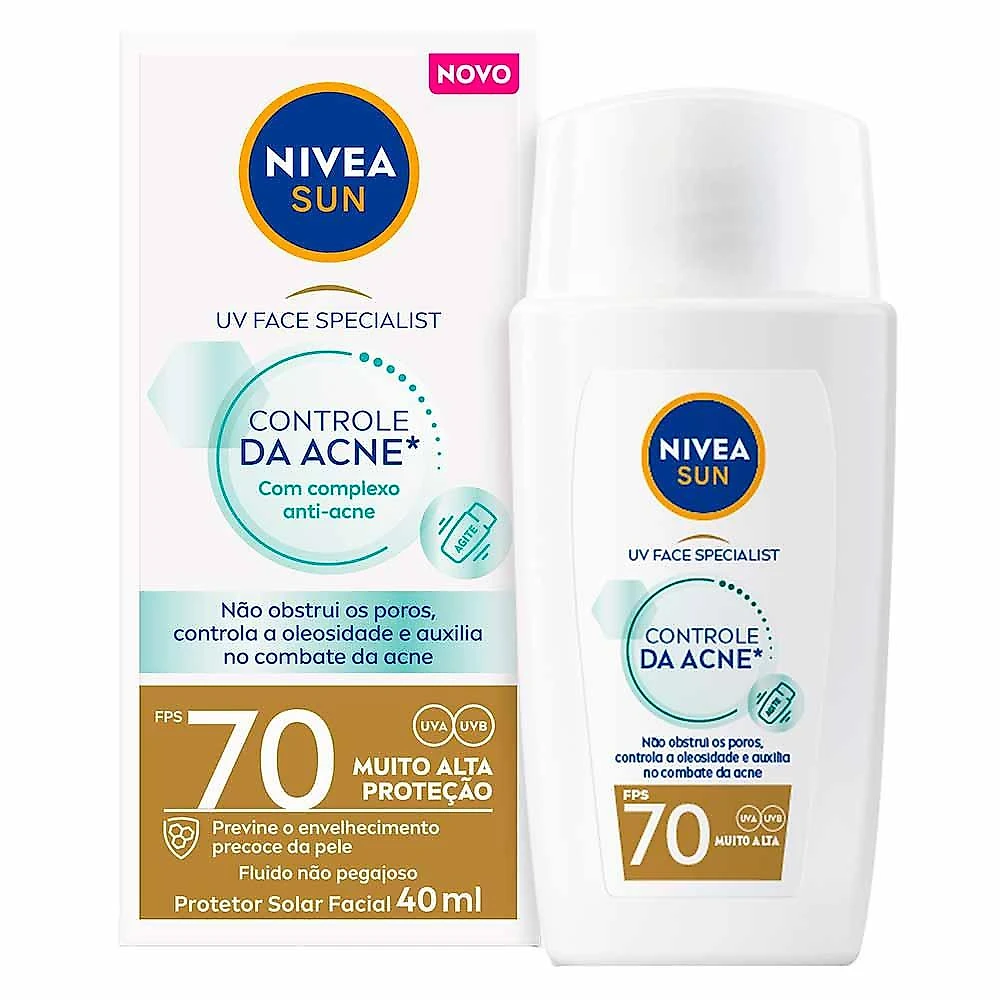Protetor solar facial nivea sun uv face specialist controle da acne fps70 40ml