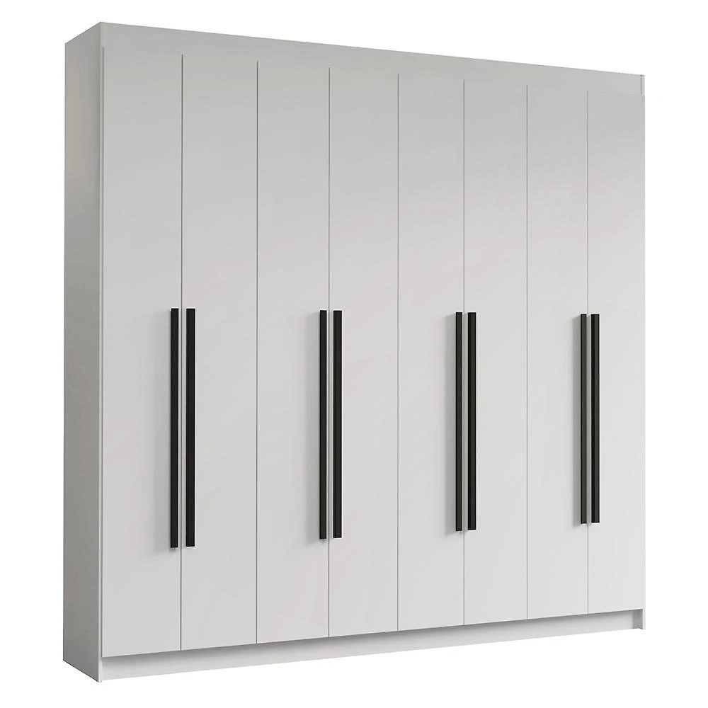 Guarda-roupa casal 8 portas batentes branco/branco/preto saturno madesa