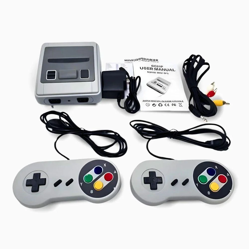 Miniatura Console Retrô Super Mini SFC com 821 Jogos Clássicos Inclusos com 2 Controles com Fio